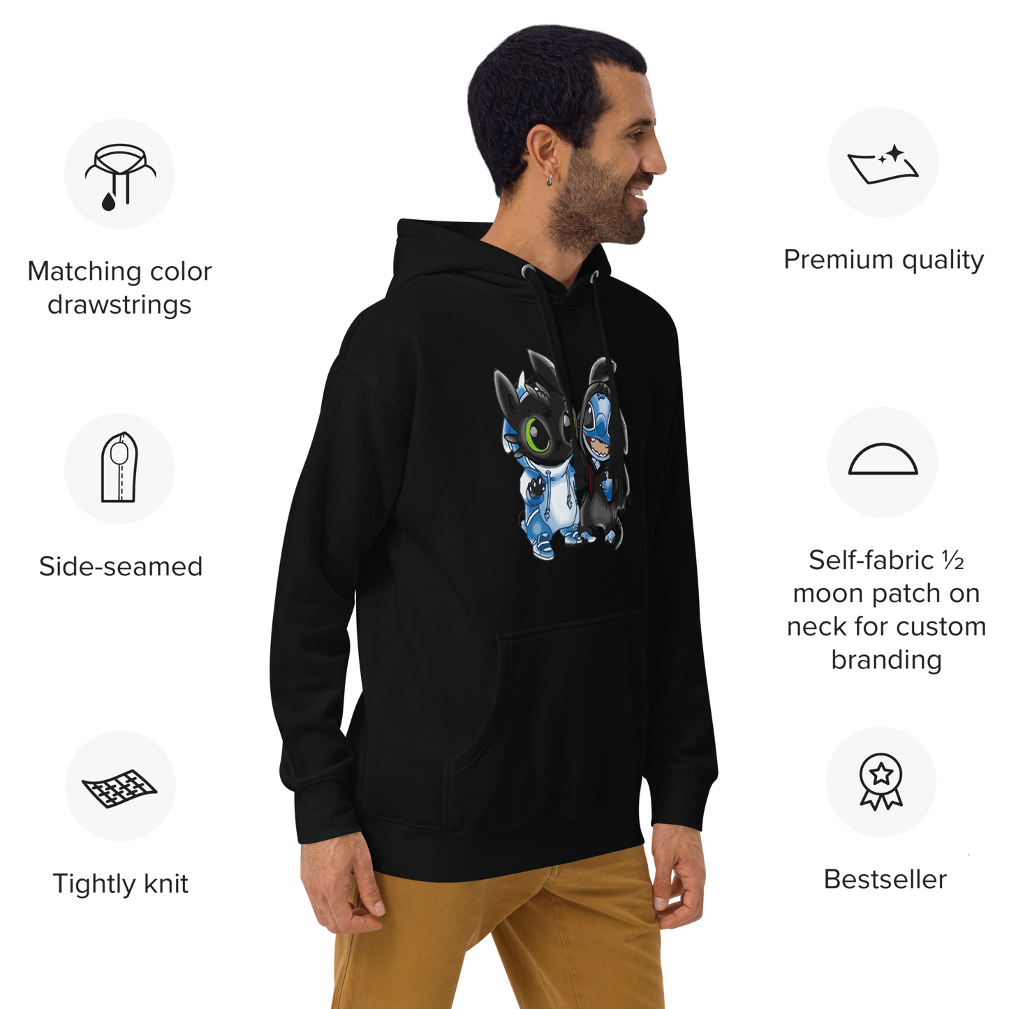 Toothless and Stitch Unisex Heavy Blend™ Hooded Sweatshirt, Custom Hoodie