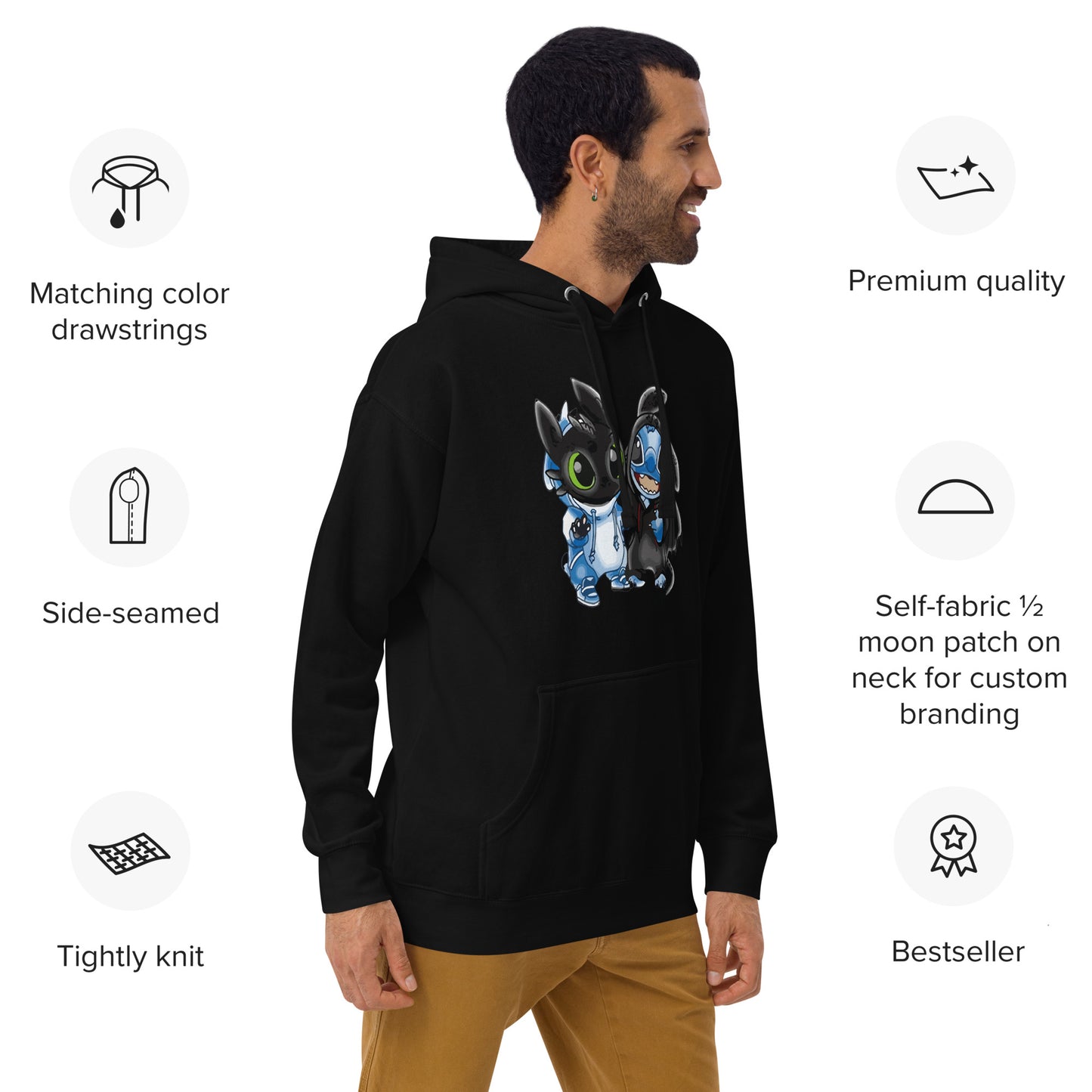 Ohnezahn und Stitch Unisex Heavy Blend™ Kapuzenpullover, Custom Hoodie