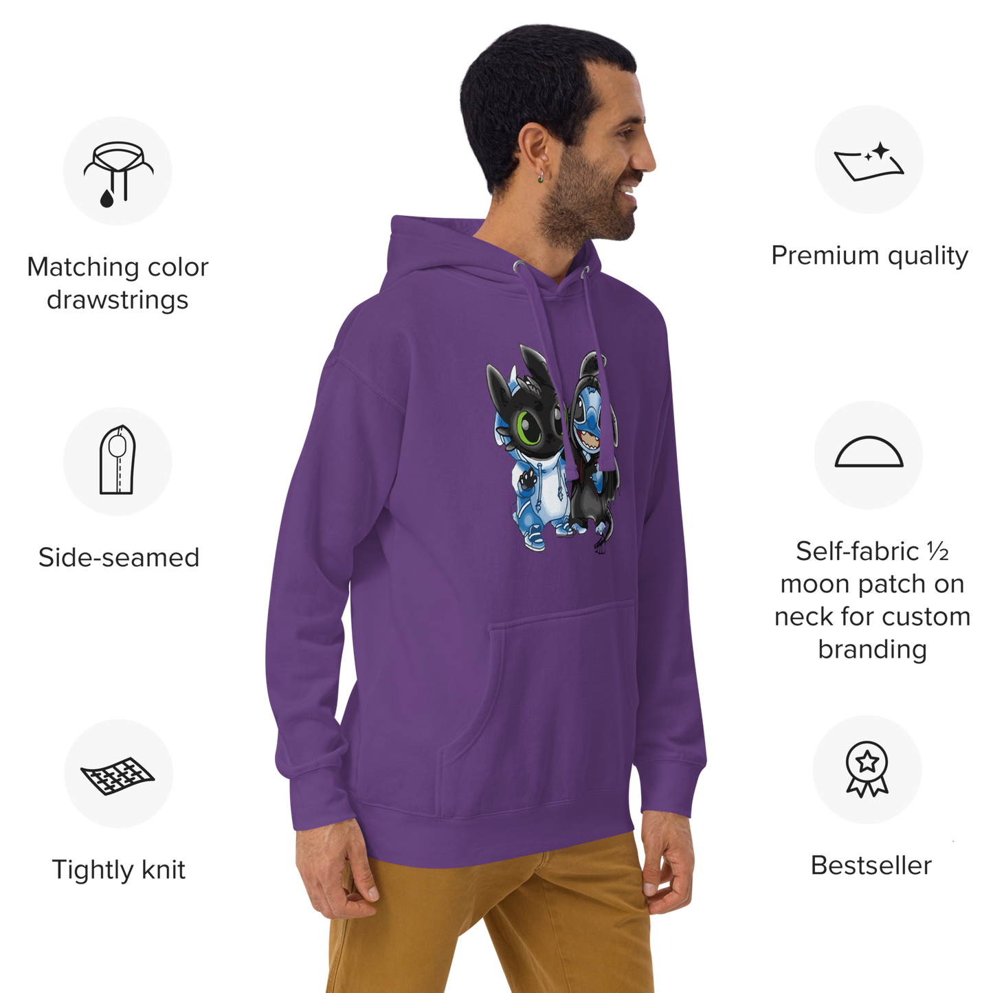 Toothless and Stitch Unisex Heavy Blend™ Hooded Sweatshirt, Custom Hoodie